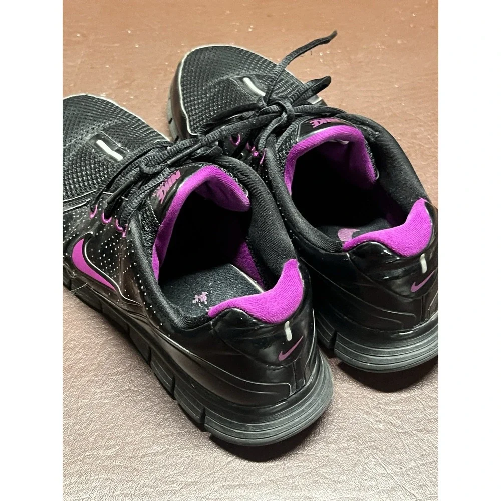 Size 10 Nike Free‎ Walk Women's Black Mesh Patent Leather Sneakers Shoes